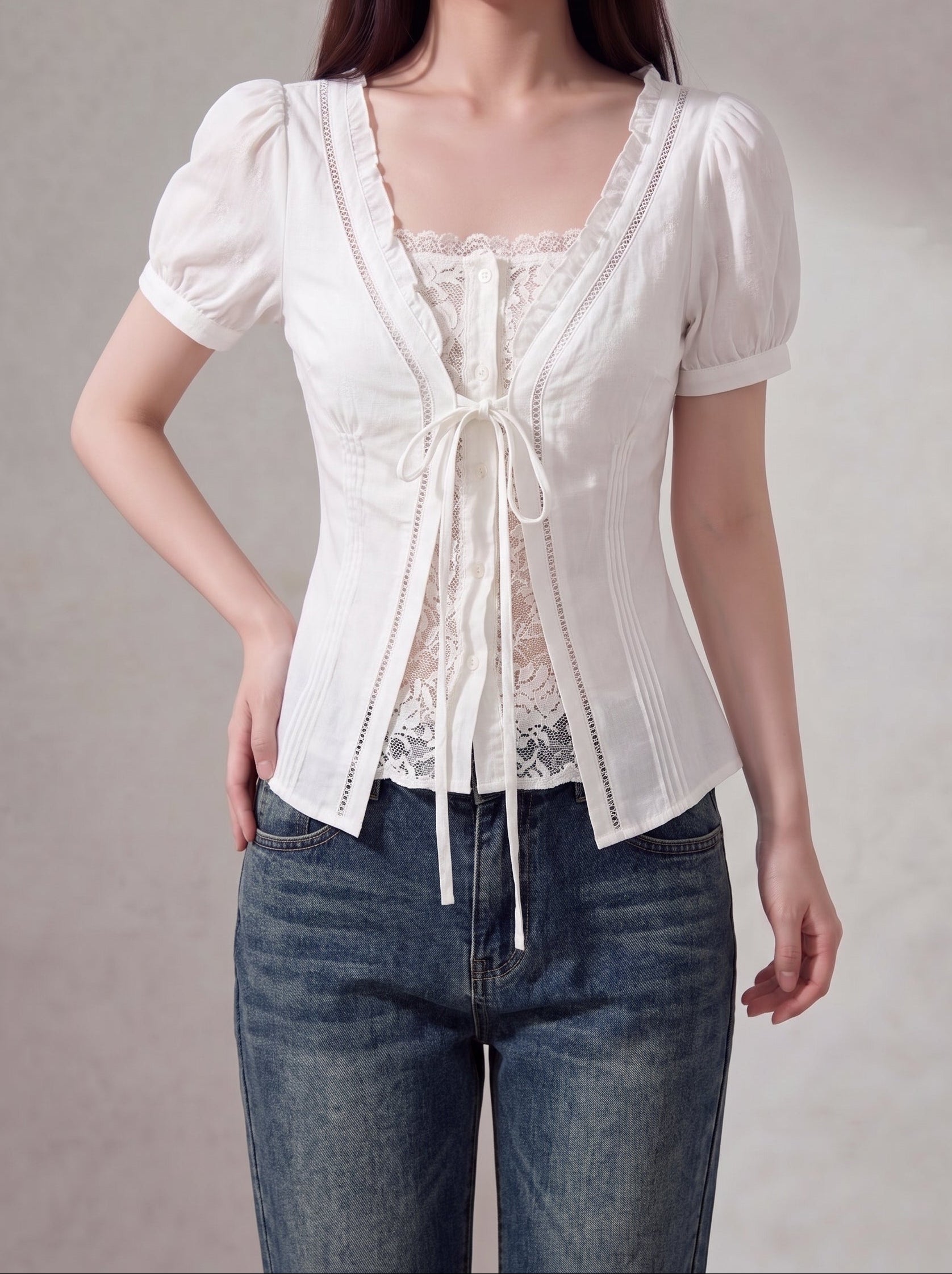 eimyistoire レースリボンシャツ EIMY ISTOIRE eimy istoire eimycollectionリボンレースブラウス