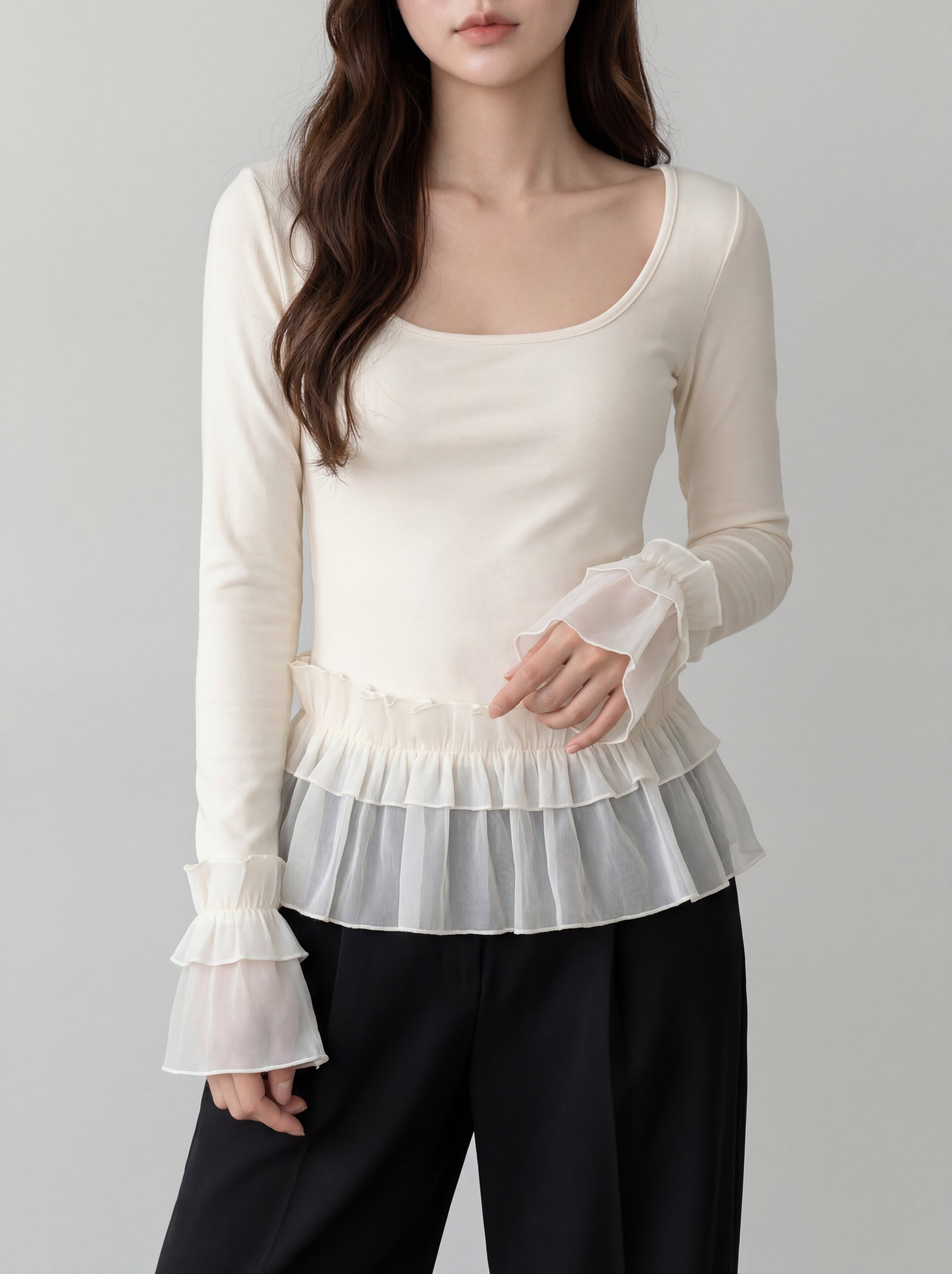 レースフリルレイヤードトップス – WEVIA