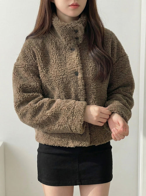 jakke 】美品ベージュ ボアショートジャケット ショートボアジャケット 