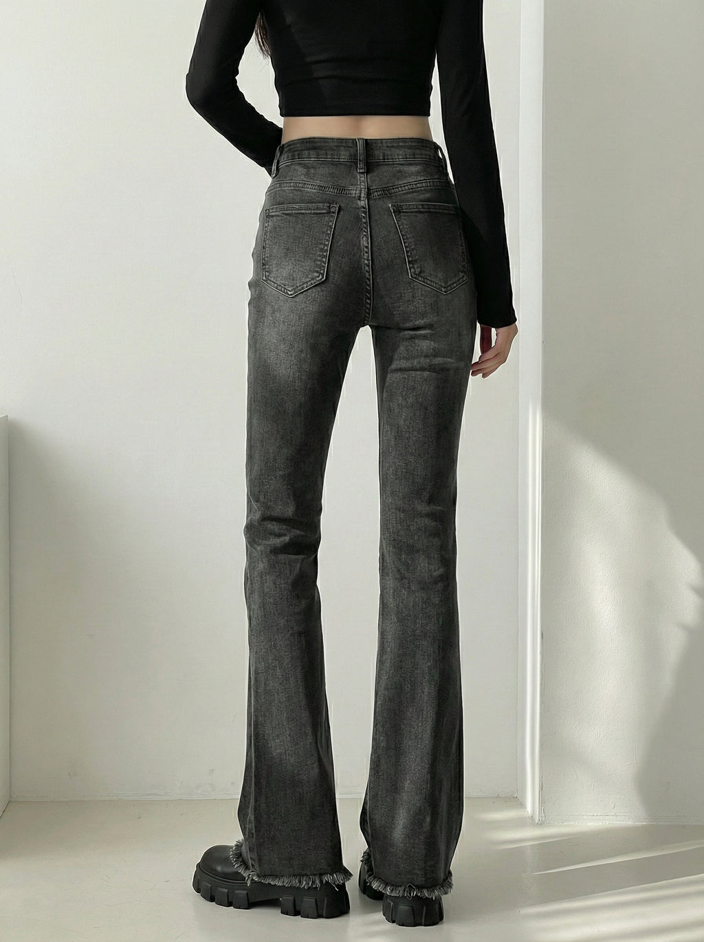 【累計500本突破】ハイウエストスリムフレアデニム