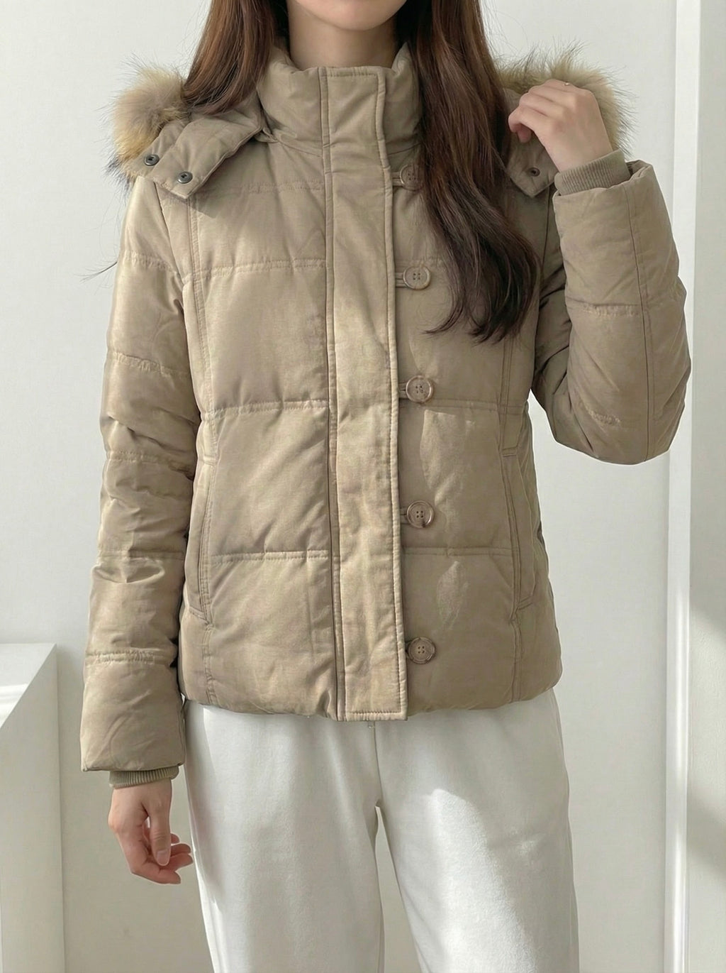 ボリュームファーフードパッファージャケット