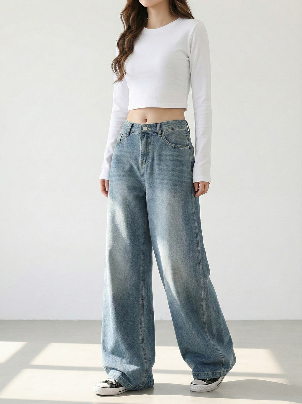ルーズレッグデニムパンツ