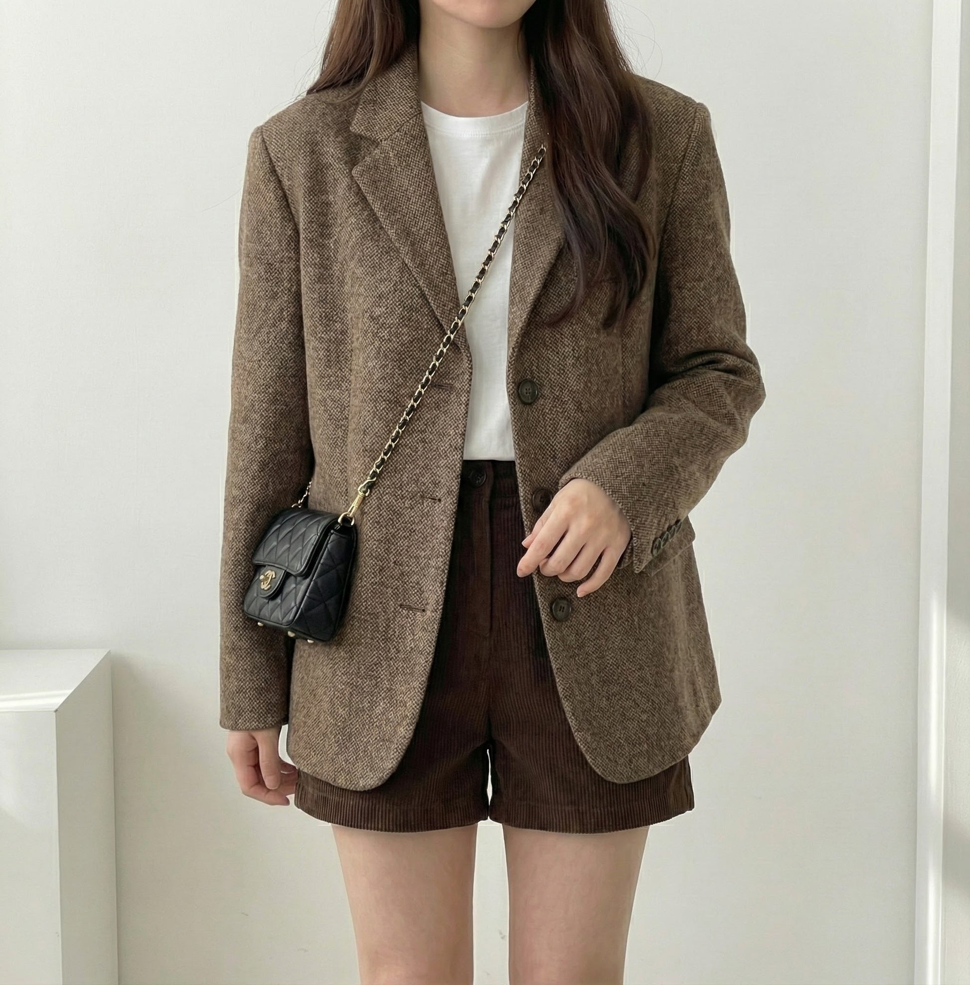 ヘリンボーンウールライクジャケット