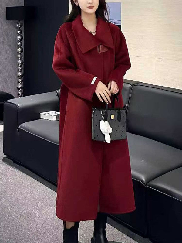 ウエストマークウールライクロングコート