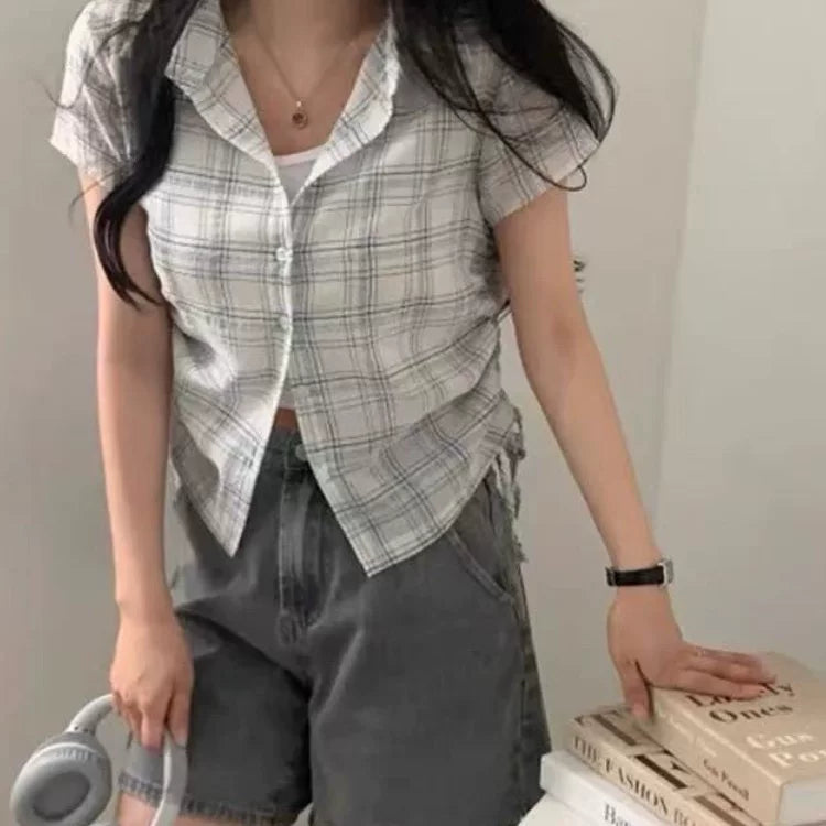 サイドシャーリングチェックシャツ