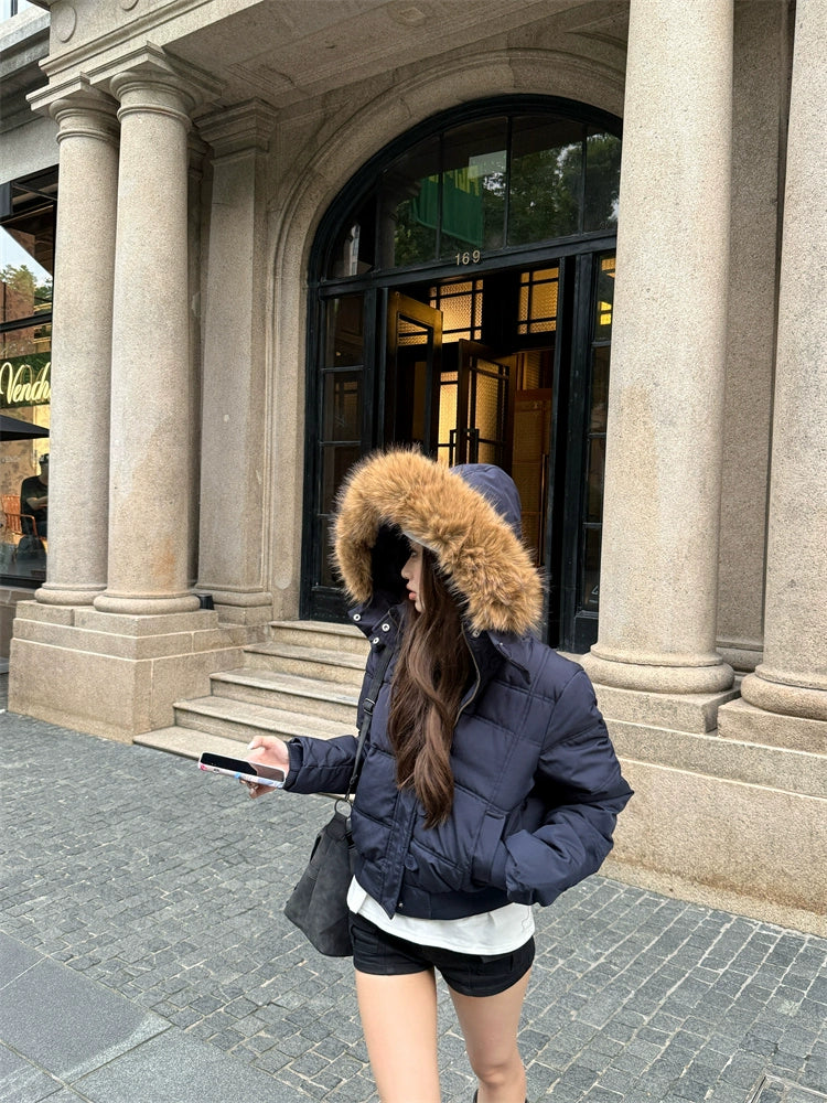 ボリュームファーフードパッファージャケット