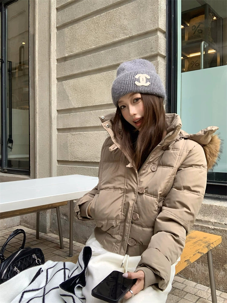 ボリュームファーフードパッファージャケット