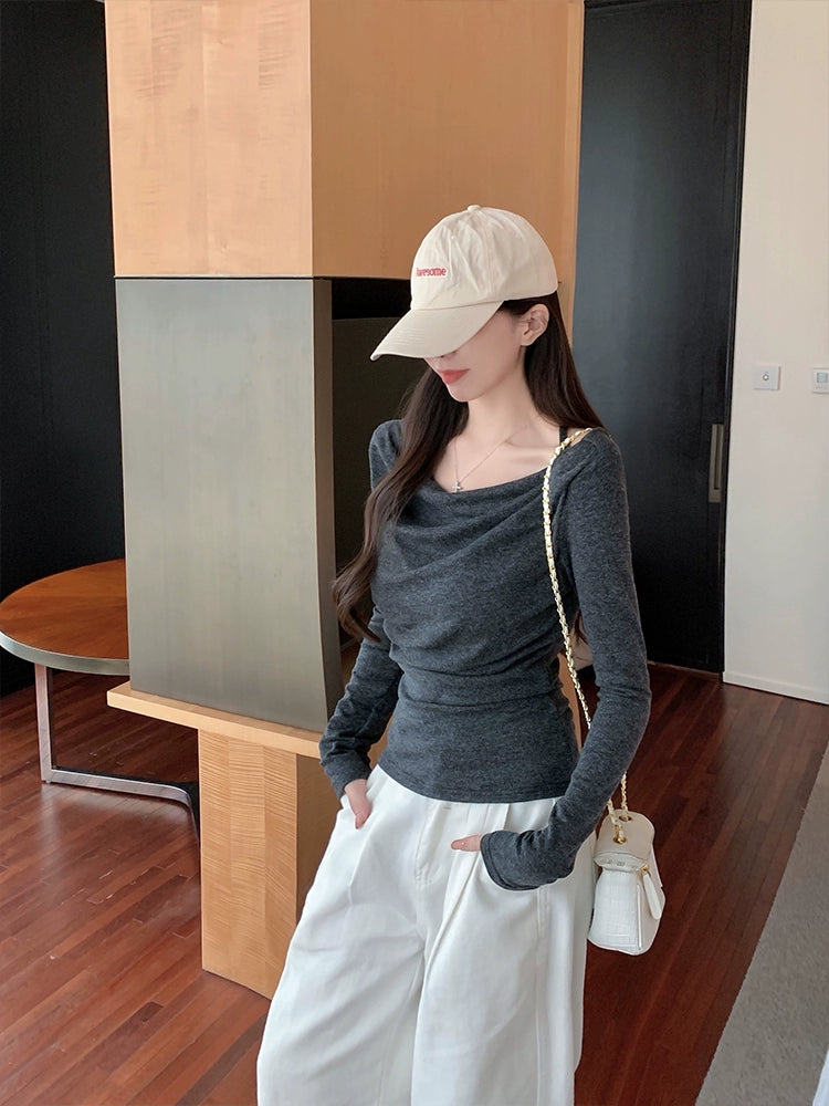 ドレープネックフィットトップ