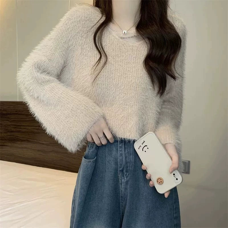 シャギークロスデザインニット