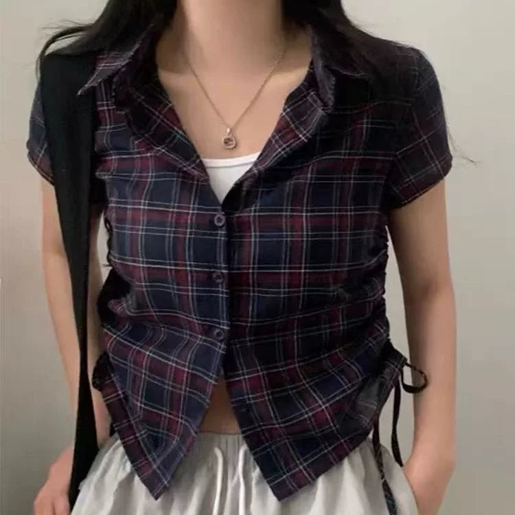 サイドシャーリングチェックシャツ