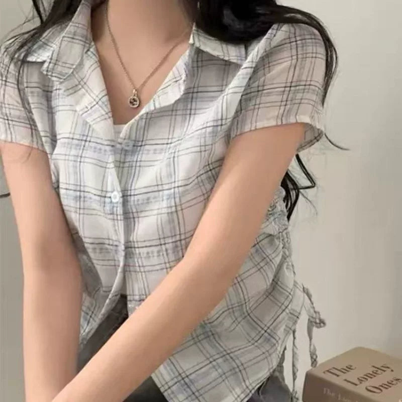 サイドシャーリングチェックシャツ