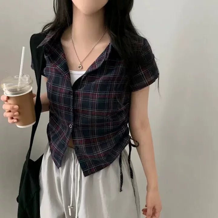 サイドシャーリングチェックシャツ