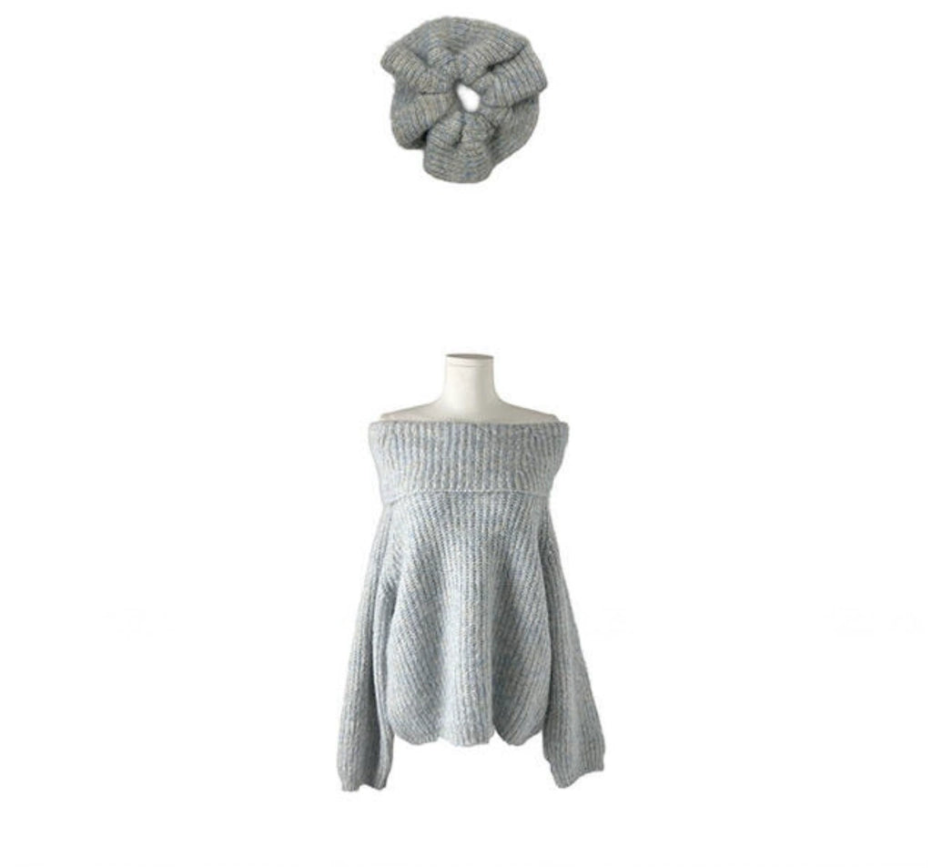 オフショルダーモヘアライクニットトップス