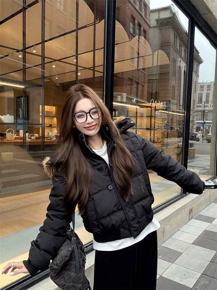 ボリュームファーフードパッファージャケット